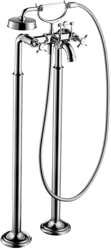 AXOR Montreux 2-Handle Freestanding Tub Filler Trim with Cross Handles and 1.8 GPM Handshower