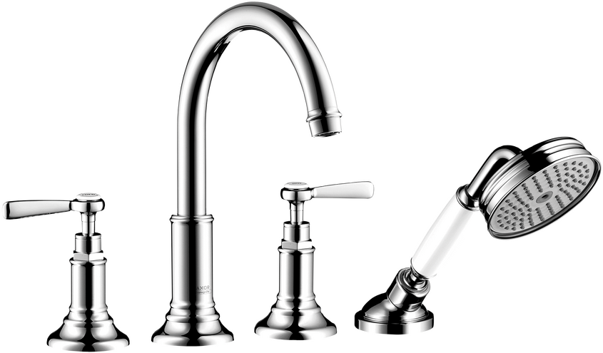 AXOR Montreux 4-Hole Roman Tub Set Trim with Lever Handles and 1.8 GPM Handshower