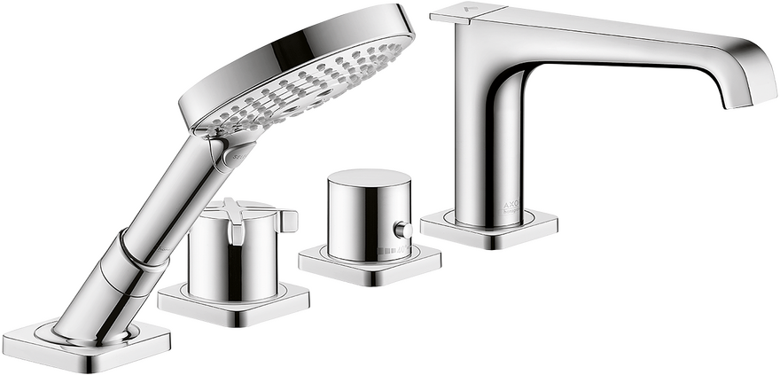 AXOR Citterio E 4-Hole Thermostatic Roman Tub Set Trim with 1.75 GPM Handshower