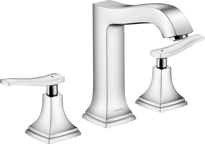Metropol Classic Widespread Faucet 160 with Lever Handles and Pop-Up Drain, 1.2 GPM