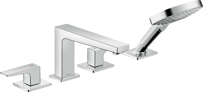 Metropol 4-Hole Roman Tub Set Trim with Lever Handles and 1.75 GPM Handshower