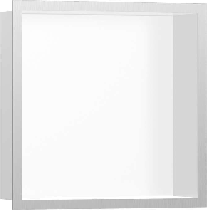 XtraStoris Individual Wall Niche Matte White with Design Frame 12"x 12"x 4"