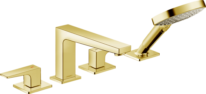 Metropol 4-Hole Roman Tub Set Trim with Lever Handles and 1.75 GPM Handshower
