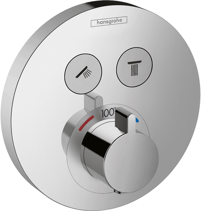 ShowerSelect S Thermostatic Trim for 2 Functions, Round