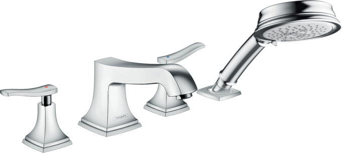 Metropol Classic 4-Hole Roman Tub Set Trim with Lever Handles and 1.8 GPM Handshower