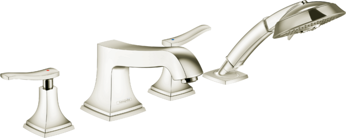 Metropol Classic 4-Hole Roman Tub Set Trim with Lever Handles and 1.8 GPM Handshower