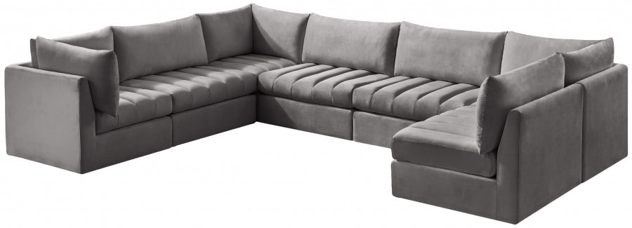 Jacob 140" Velvet Upholstered 7pc. Modular Sectional