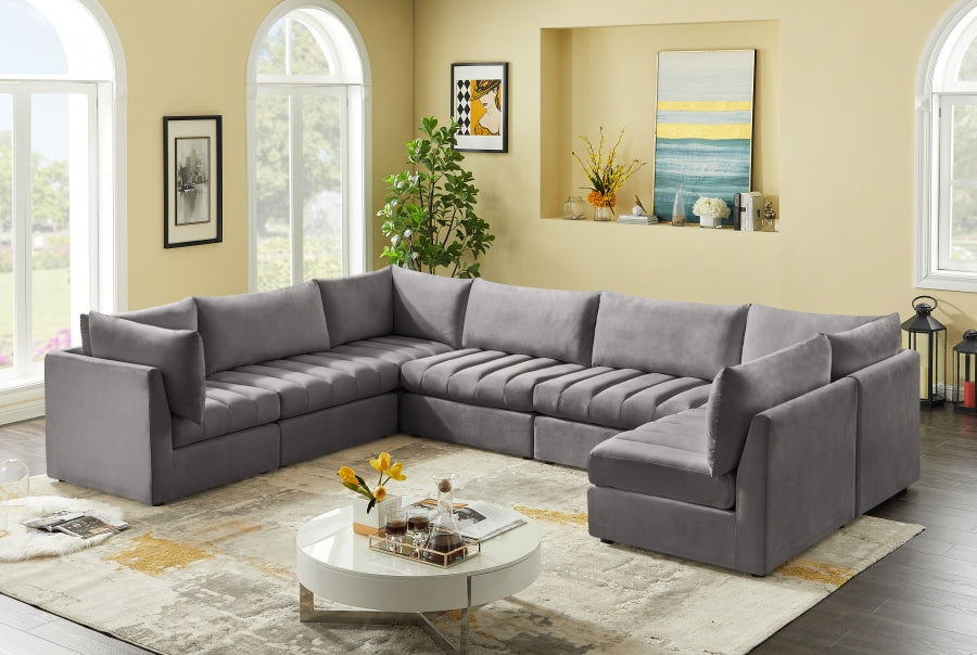 Jacob 140" Velvet Upholstered 7pc. Modular Sectional