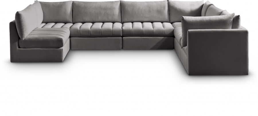 Jacob 140" Velvet Upholstered 7pc. Modular Sectional