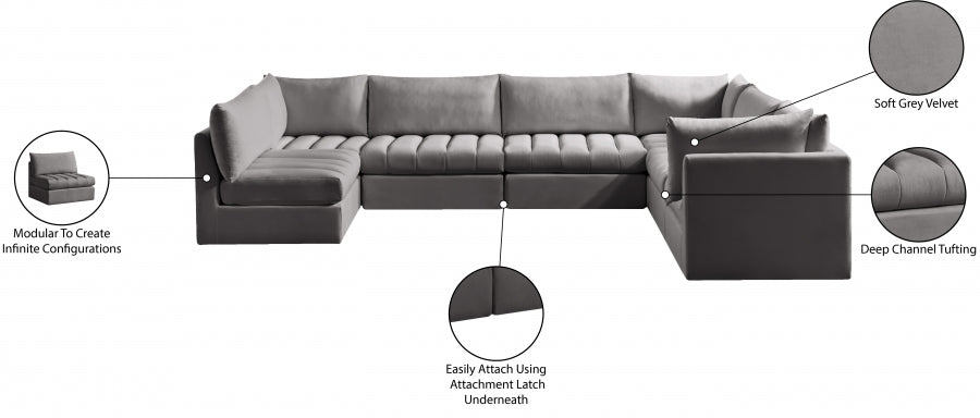 Jacob 140" Velvet Upholstered 7pc. Modular Sectional