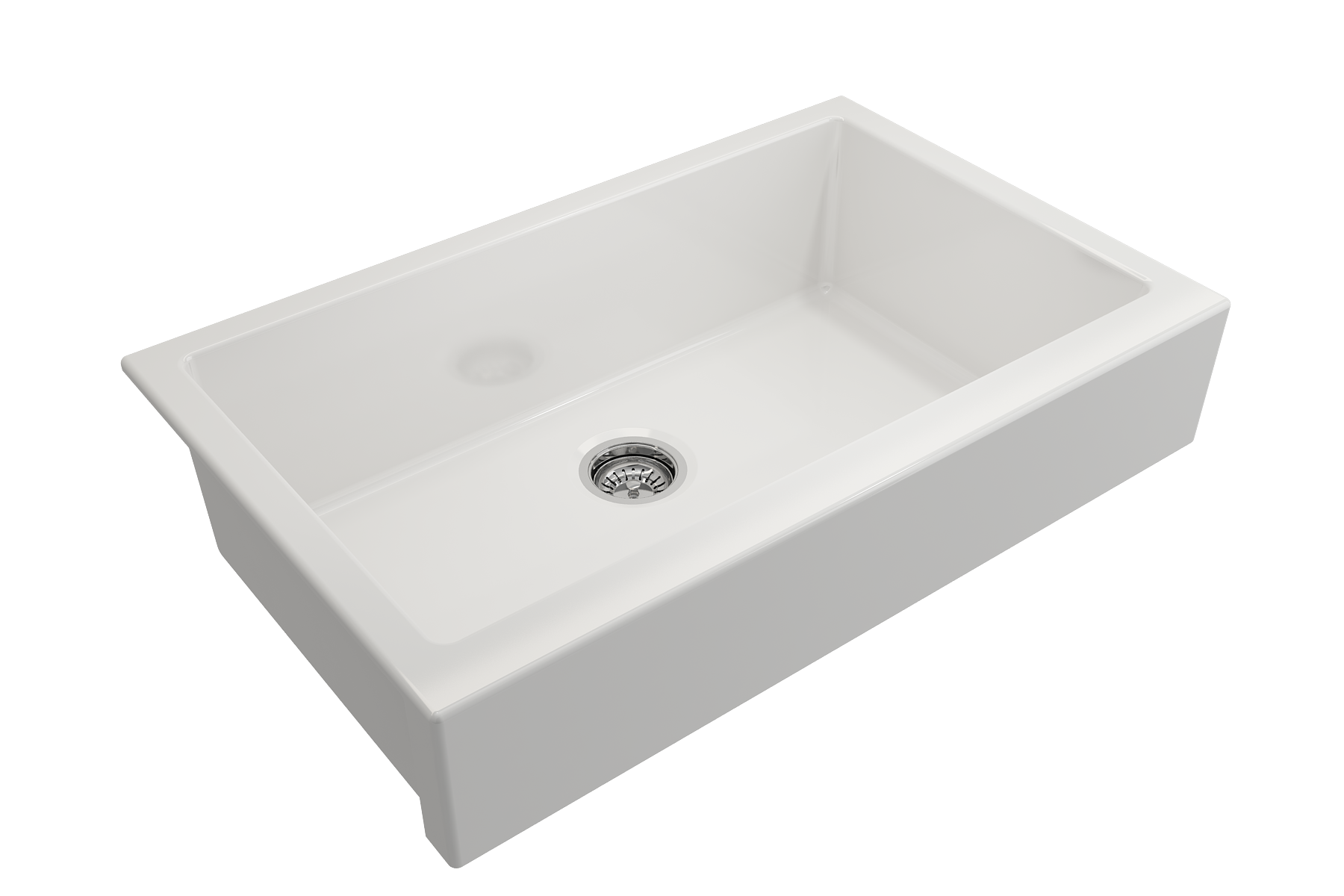 Nuova Pro Short Apron Front Dual-Mount Fireclay 34 in. Single Bowl Kitchen Sink with Protective Bottom Grid and Strainer 1551
