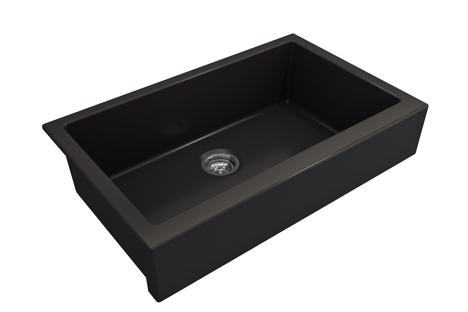 Nuova Pro Short Apron Front Dual-Mount Fireclay 34 in. Single Bowl Kitchen Sink with Protective Bottom Grid and Strainer 1551