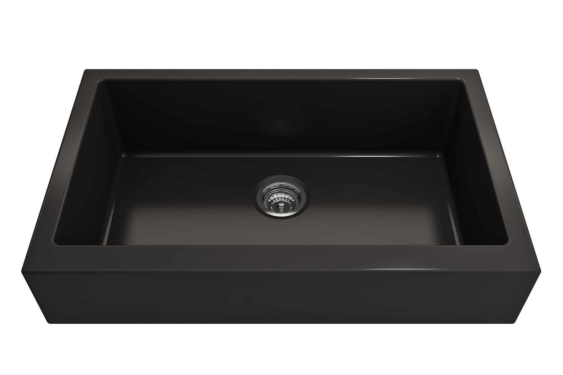 Nuova Pro Short Apron Front Dual-Mount Fireclay 34 in. Single Bowl Kitchen Sink with Protective Bottom Grid and Strainer 1551