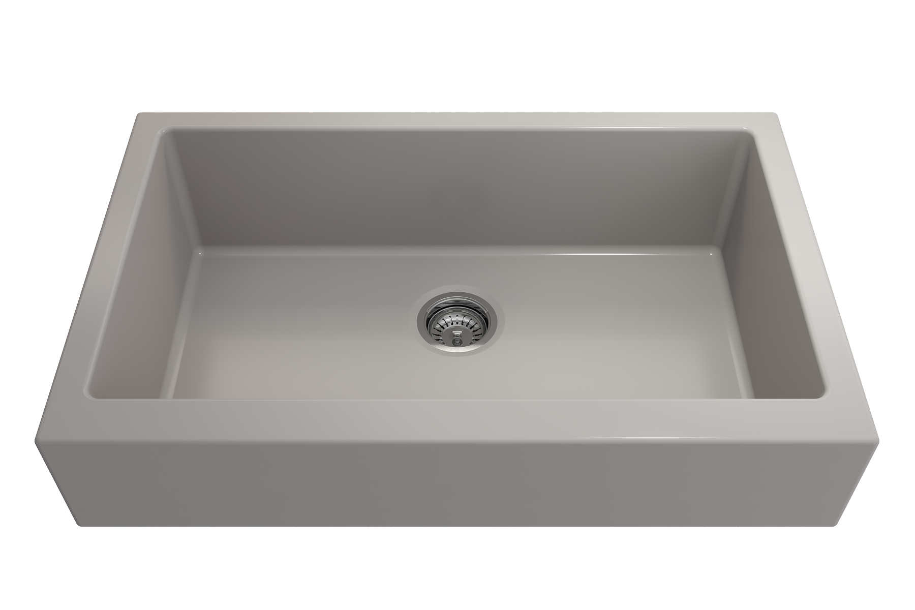 Nuova Pro Short Apron Front Dual-Mount Fireclay 34 in. Single Bowl Kitchen Sink with Protective Bottom Grid and Strainer 1551
