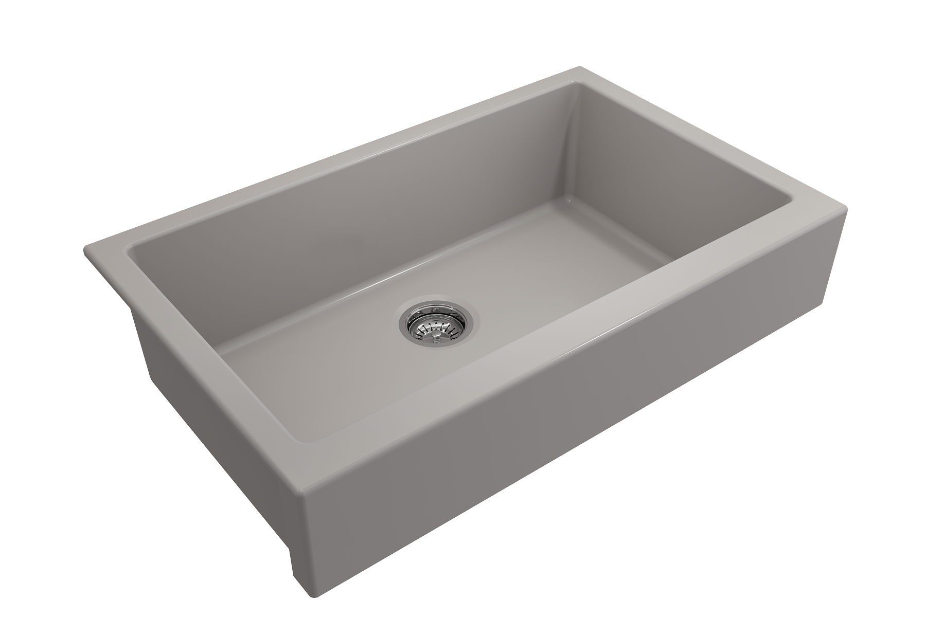 Nuova Pro Short Apron Front Dual-Mount Fireclay 34 in. Single Bowl Kitchen Sink with Protective Bottom Grid and Strainer 1551