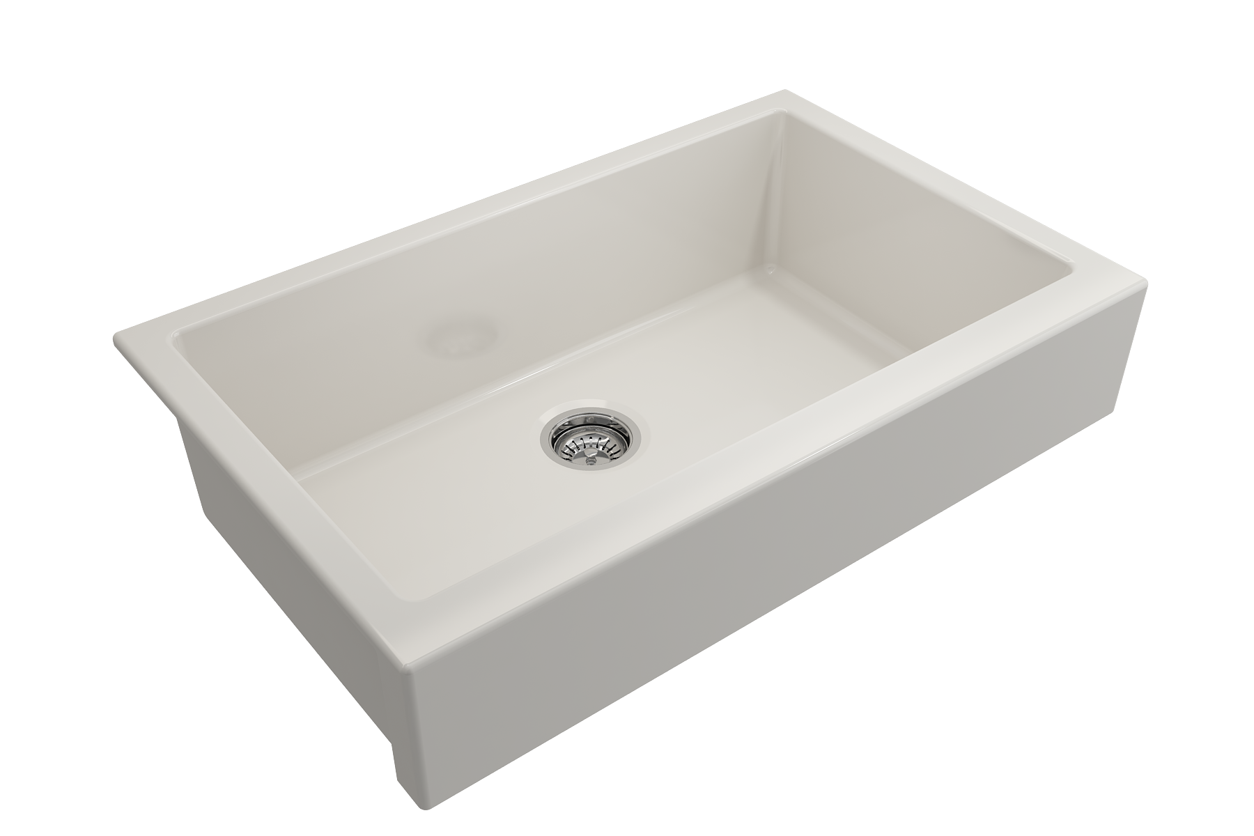 Nuova Pro Short Apron Front Dual-Mount Fireclay 34 in. Single Bowl Kitchen Sink with Protective Bottom Grid and Strainer 1551