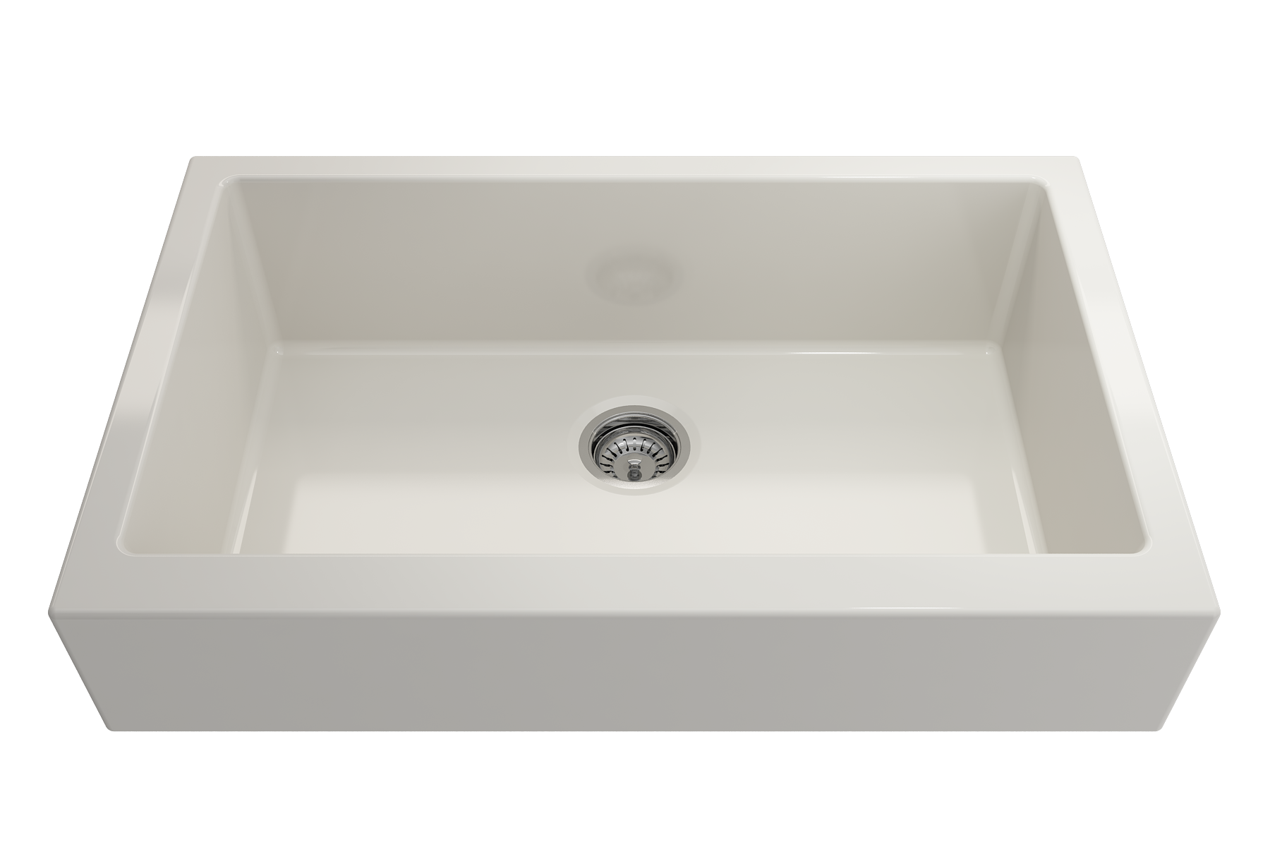 Nuova Pro Short Apron Front Dual-Mount Fireclay 34 in. Single Bowl Kitchen Sink with Protective Bottom Grid and Strainer 1551