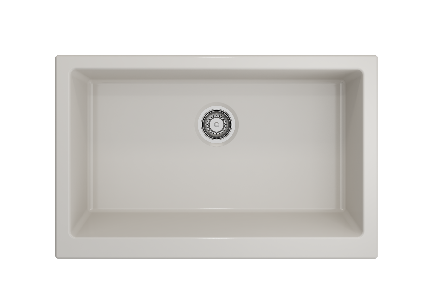 Nuova Pro Short Apron Front Dual-Mount Fireclay 34 in. Single Bowl Kitchen Sink with Protective Bottom Grid and Strainer 1551