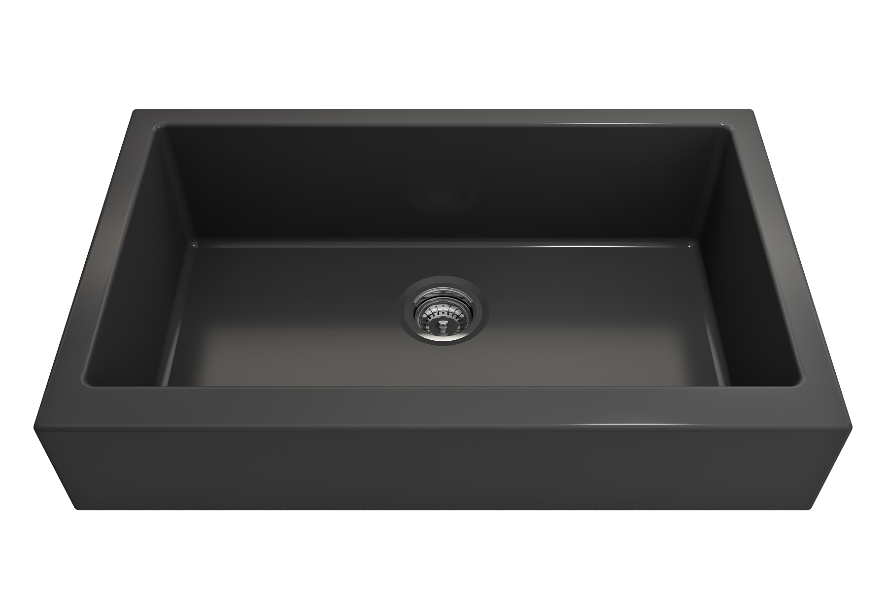 Nuova Pro Short Apron Front Dual-Mount Fireclay 34 in. Single Bowl Kitchen Sink with Protective Bottom Grid and Strainer 1551