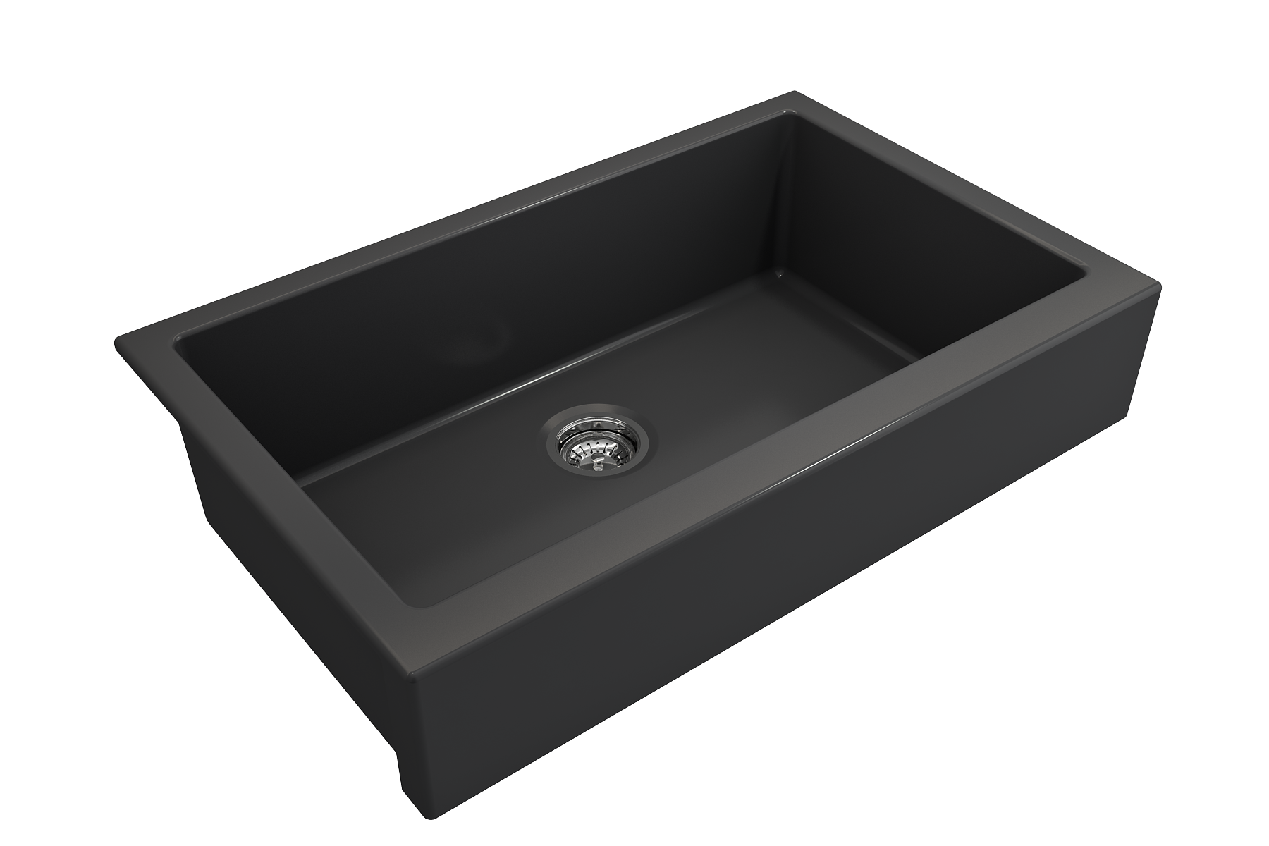 Nuova Pro Short Apron Front Dual-Mount Fireclay 34 in. Single Bowl Kitchen Sink with Protective Bottom Grid and Strainer 1551