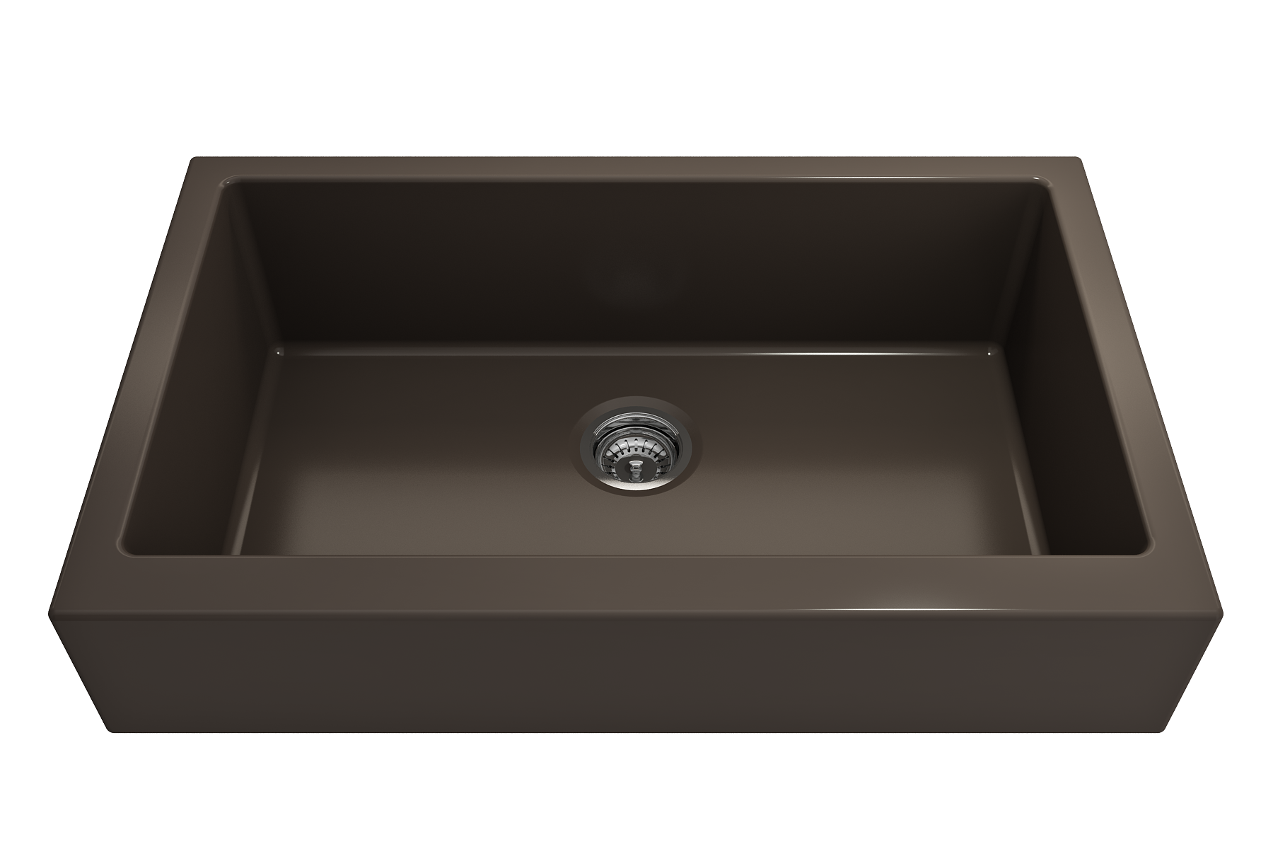 Nuova Pro Short Apron Front Dual-Mount Fireclay 34 in. Single Bowl Kitchen Sink with Protective Bottom Grid and Strainer 1551