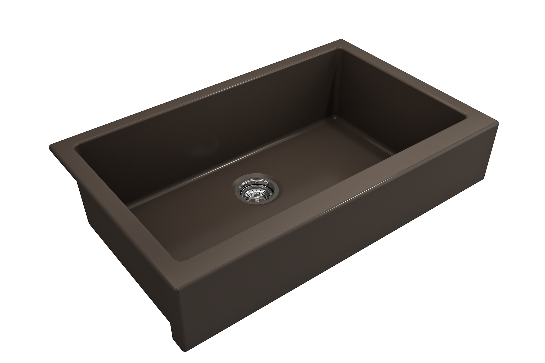 Nuova Pro Short Apron Front Dual-Mount Fireclay 34 in. Single Bowl Kitchen Sink with Protective Bottom Grid and Strainer 1551