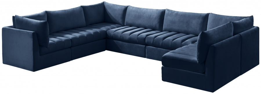 Jacob 140" Velvet Upholstered 7pc. Modular Sectional