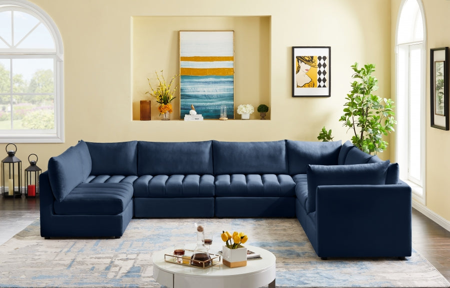 Jacob 140" Velvet Upholstered 7pc. Modular Sectional