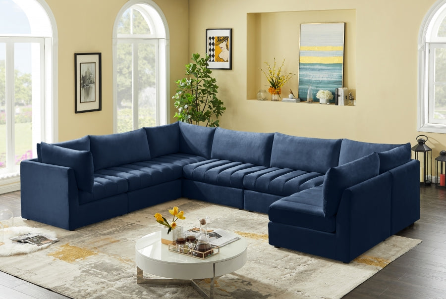 Jacob 140" Velvet Upholstered 7pc. Modular Sectional