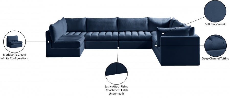 Jacob 140" Velvet Upholstered 7pc. Modular Sectional