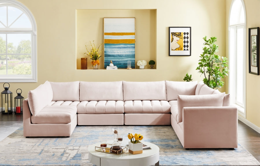 Jacob 140" Velvet Upholstered 7pc. Modular Sectional