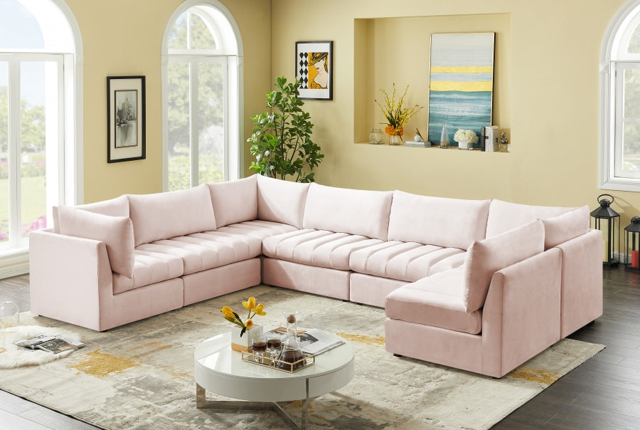 Jacob 140" Velvet Upholstered 7pc. Modular Sectional