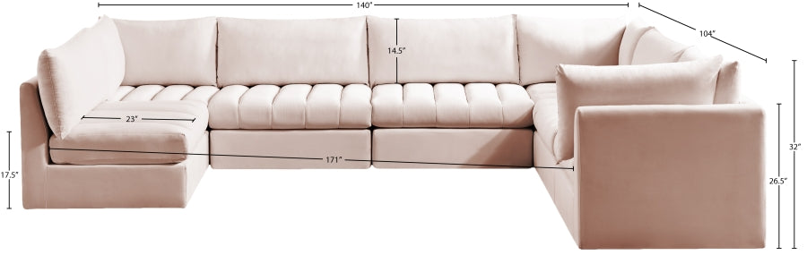 Jacob 140" Velvet Upholstered 7pc. Modular Sectional