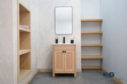 Aria 24" Natural Oak Bathroom Vanity with Integrated Sink & Black Hardware