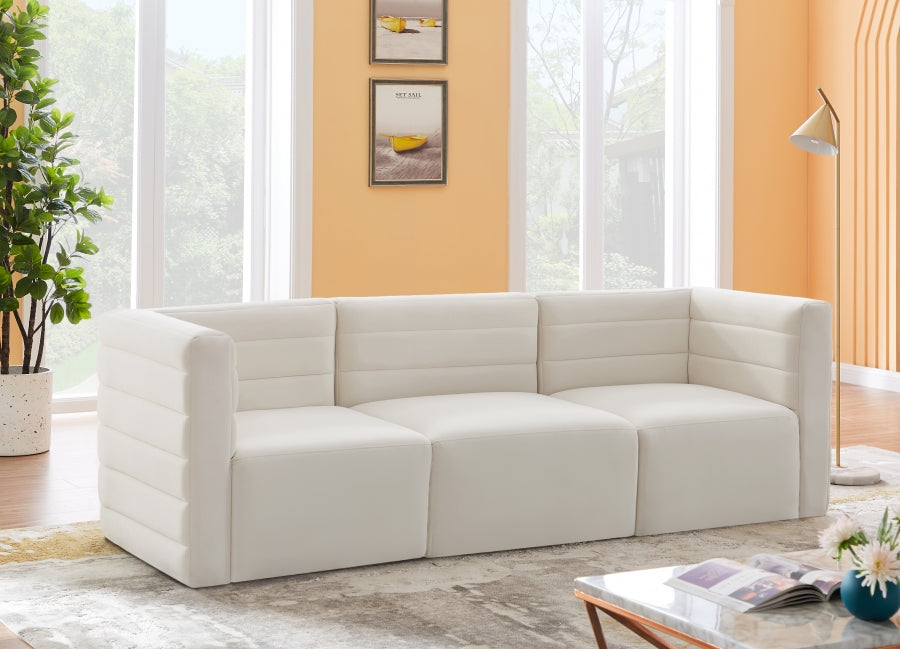 Quincy 95" Velvet Upholstered Comfort 3pc. Modular Sofa