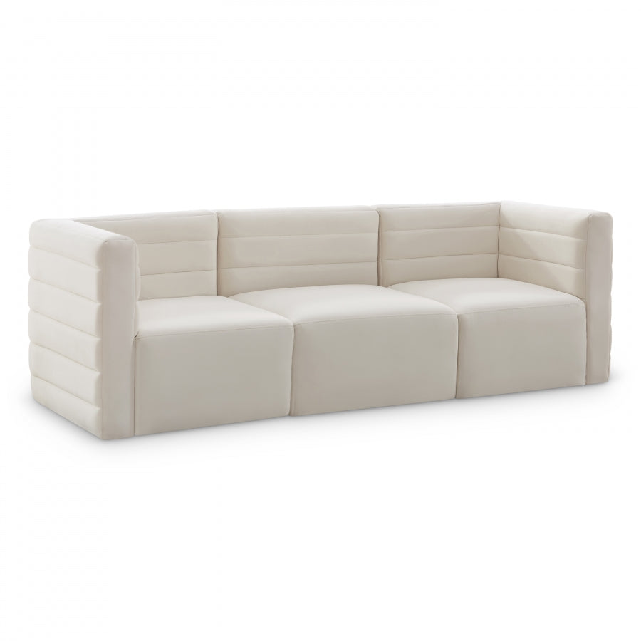 Quincy 95" Velvet Upholstered Comfort 3pc. Modular Sofa