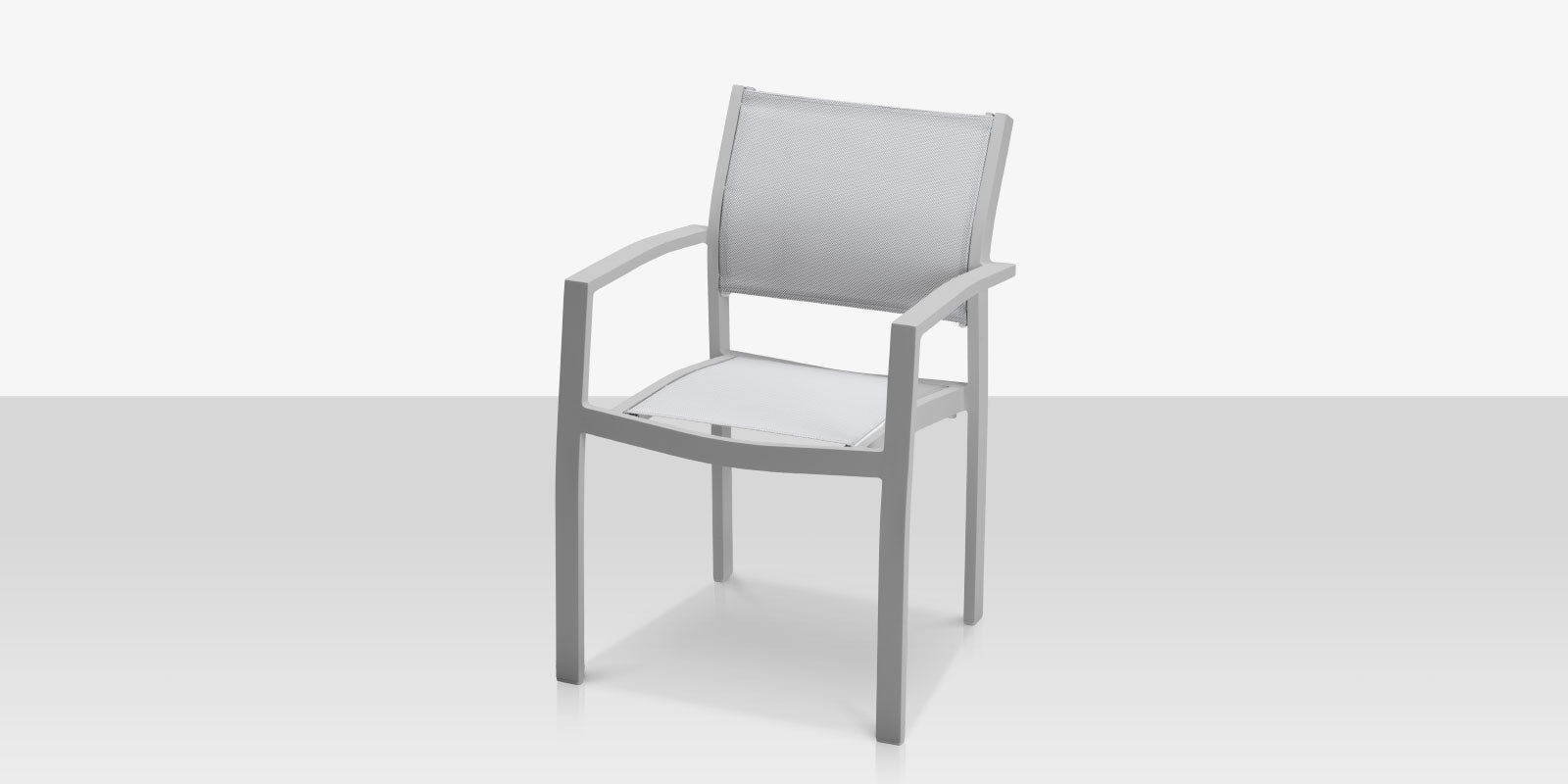 Fusion Dining Arm Chair Kessler Silver Frame / Cloud Gray Sling