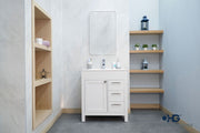 Aria 30" White Bathroom Vanity with Integrated Sink & Brushed Nickel Hardware