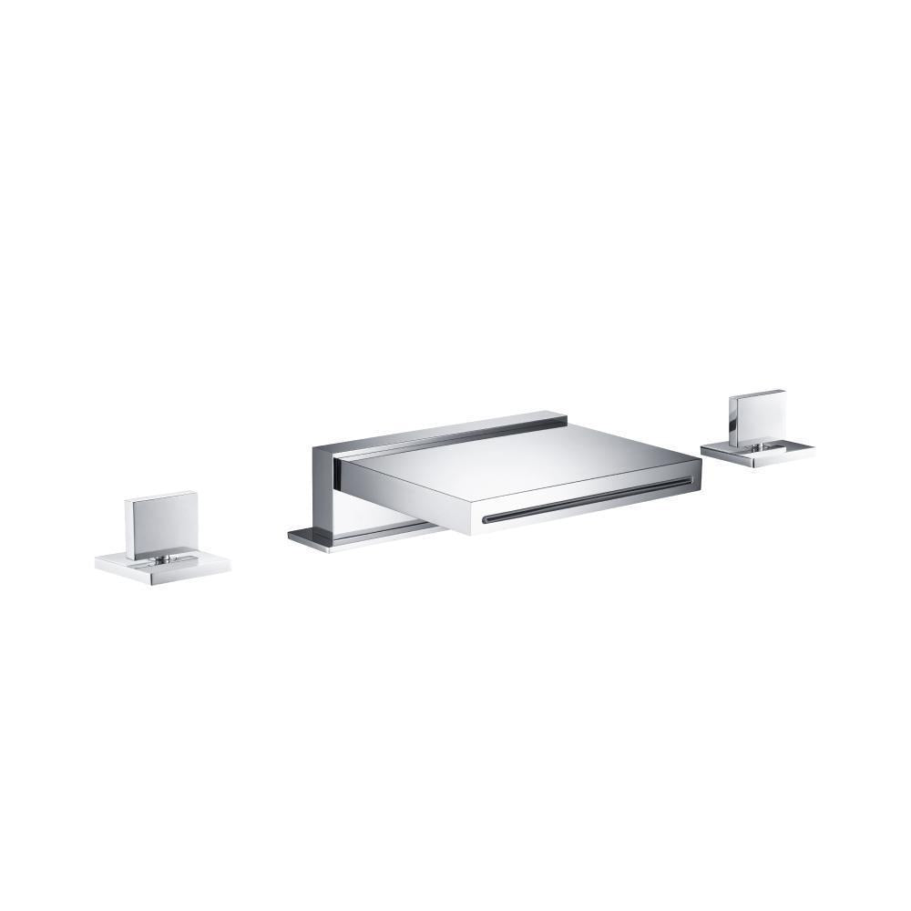 Flusso 160.2410CF 3 Hole Deck Mount Cascade/Sheet Flow Roman Tub Faucet