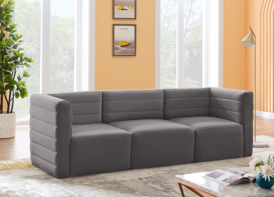 Quincy 95" Velvet Upholstered Comfort 3pc. Modular Sofa