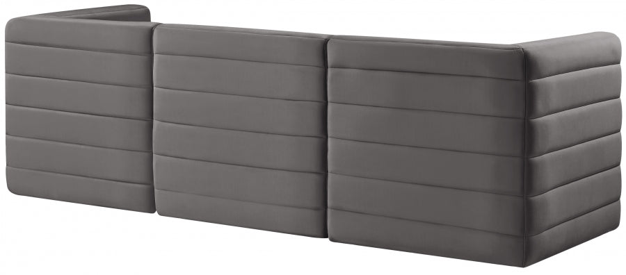 Quincy 95" Velvet Upholstered Comfort 3pc. Modular Sofa