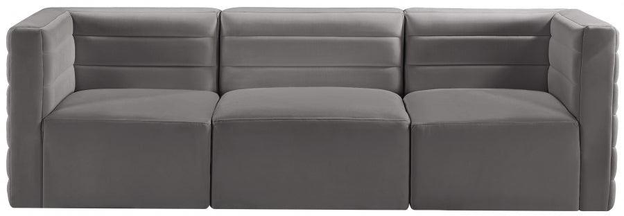 Quincy 95" Velvet Upholstered Comfort 3pc. Modular Sofa