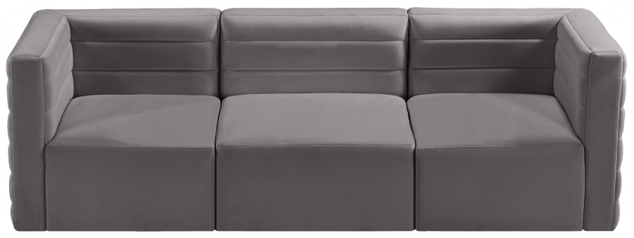 Quincy 95" Velvet Upholstered Comfort 3pc. Modular Sofa