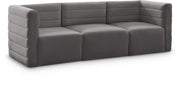 Quincy 95" Velvet Upholstered Comfort 3pc. Modular Sofa
