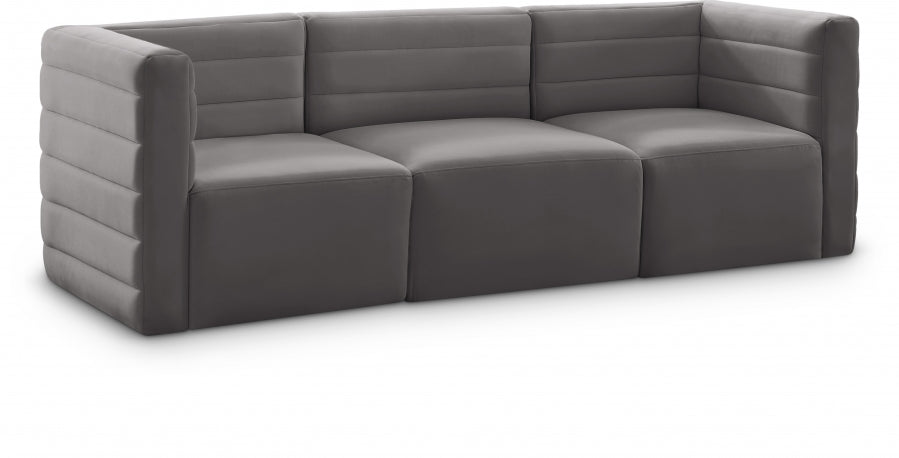 Quincy 95" Velvet Upholstered Comfort 3pc. Modular Sofa