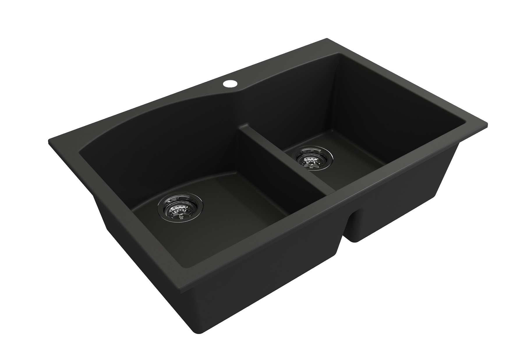 Campino Duo Dual Mount Granite Composite 33 in. 60/40 Double Bowl Kitchen Sink with Strainers 1602