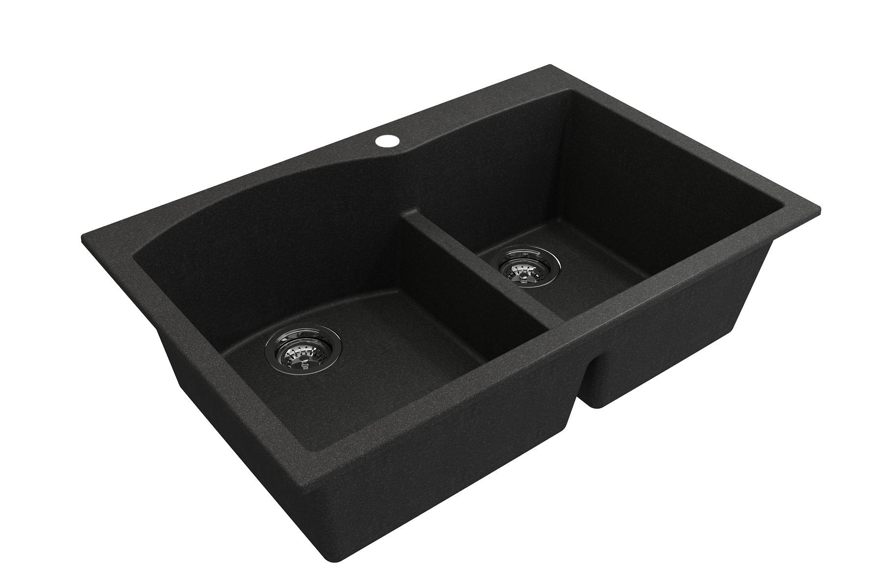 Campino Duo Dual Mount Granite Composite 33 in. 60/40 Double Bowl Kitchen Sink with Strainers 1602