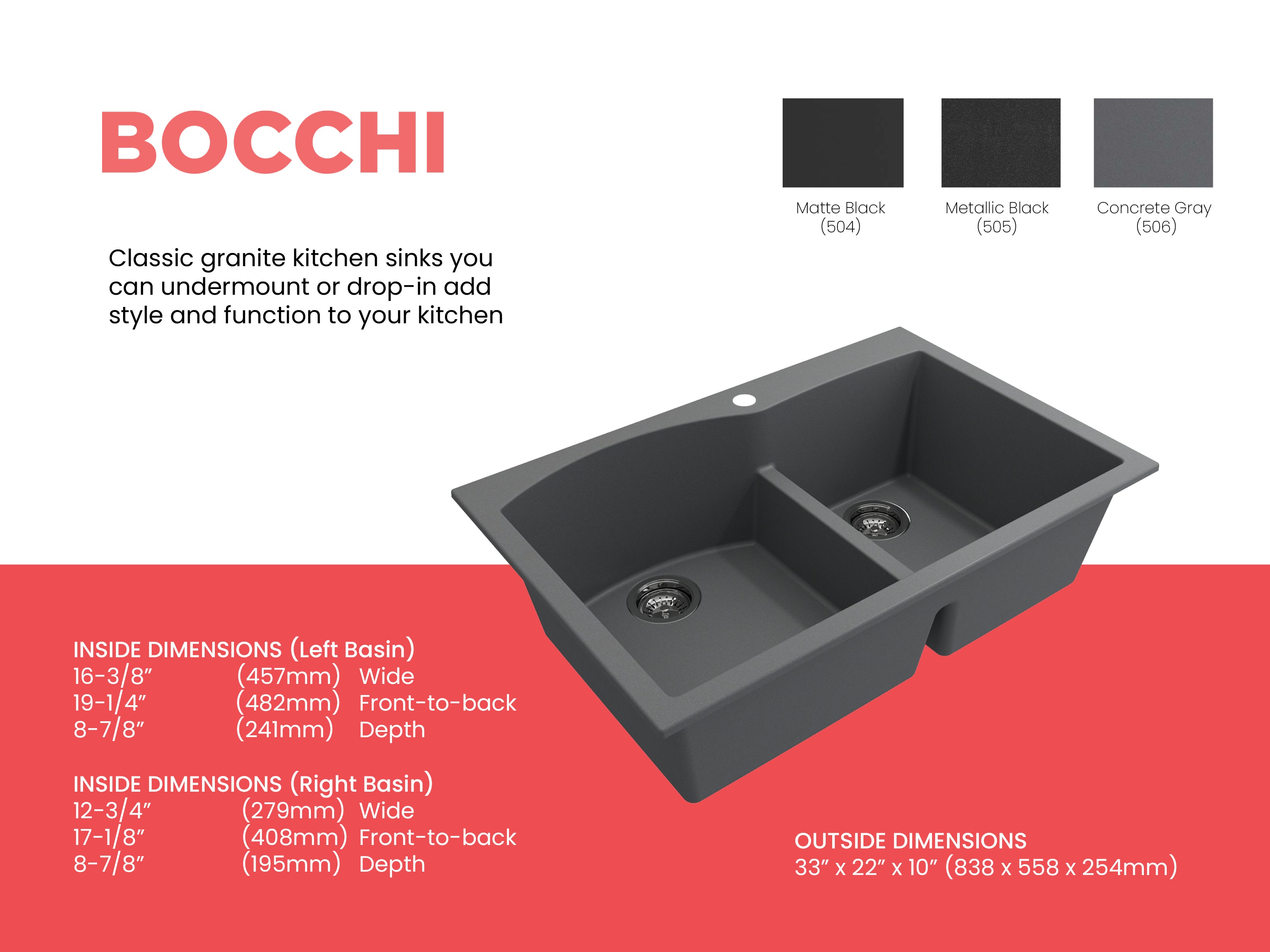 Campino Duo Dual Mount Granite Composite 33 in. 60/40 Double Bowl Kitchen Sink with Strainers 1602