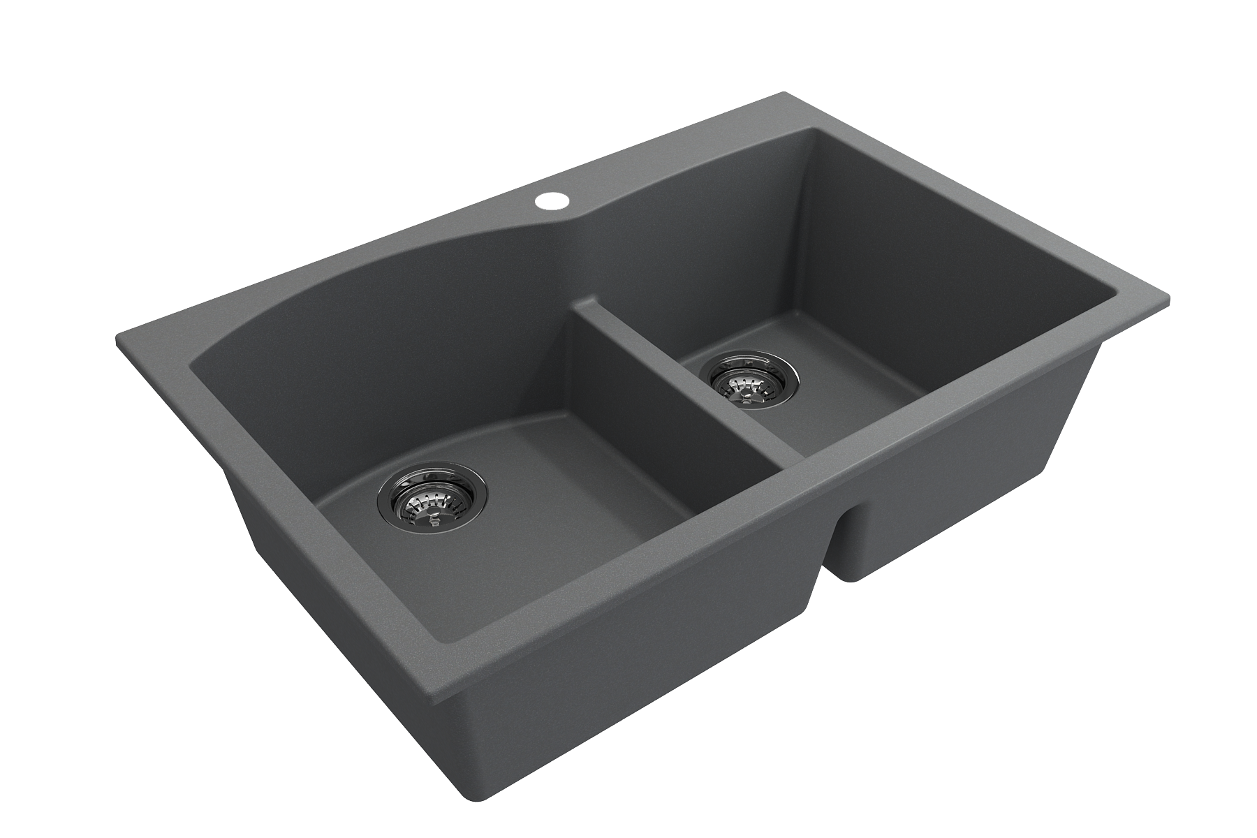 Campino Duo Dual Mount Granite Composite 33 in. 60/40 Double Bowl Kitchen Sink with Strainers 1602