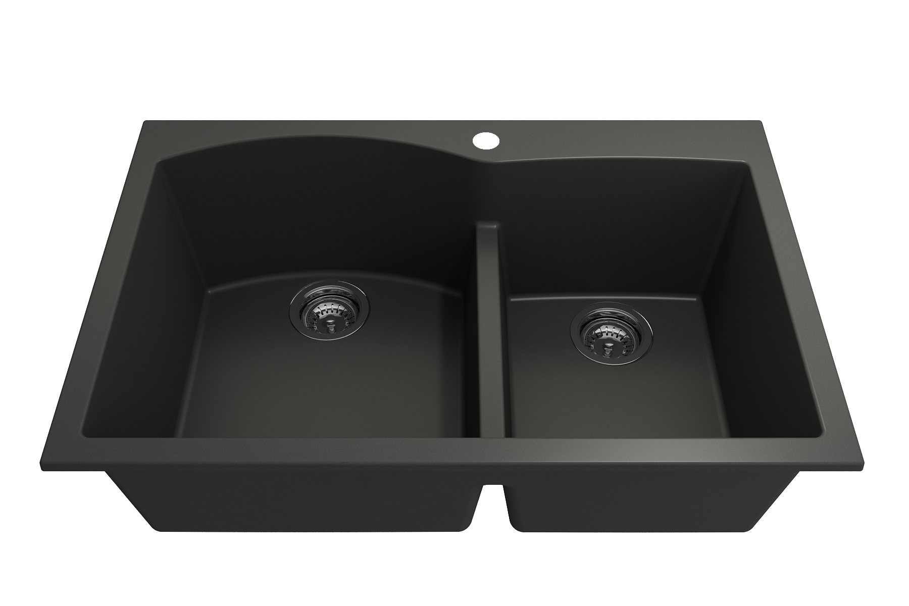Campino Duo Dual Mount Granite Composite 33 in. 60/40 Double Bowl Kitchen Sink with Strainers 1602